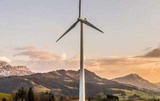 Wind Turbine Between Hills